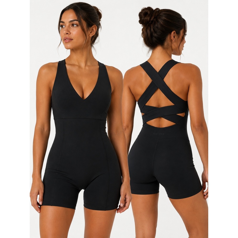 Jo+Jax Fame Biker Uni Biketard Adult XXSA Black Strappy Back Dance Unitard